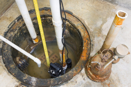 high angle view of the sump pump
