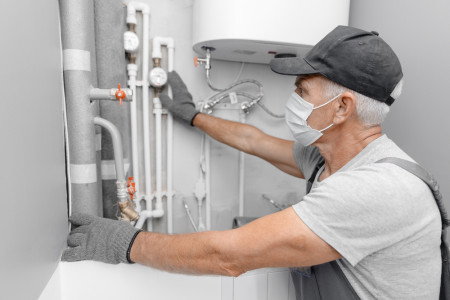 cheap plumber checks pipes for central hot and cold water